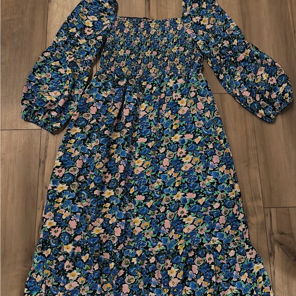 Floral Blue Midi Dress